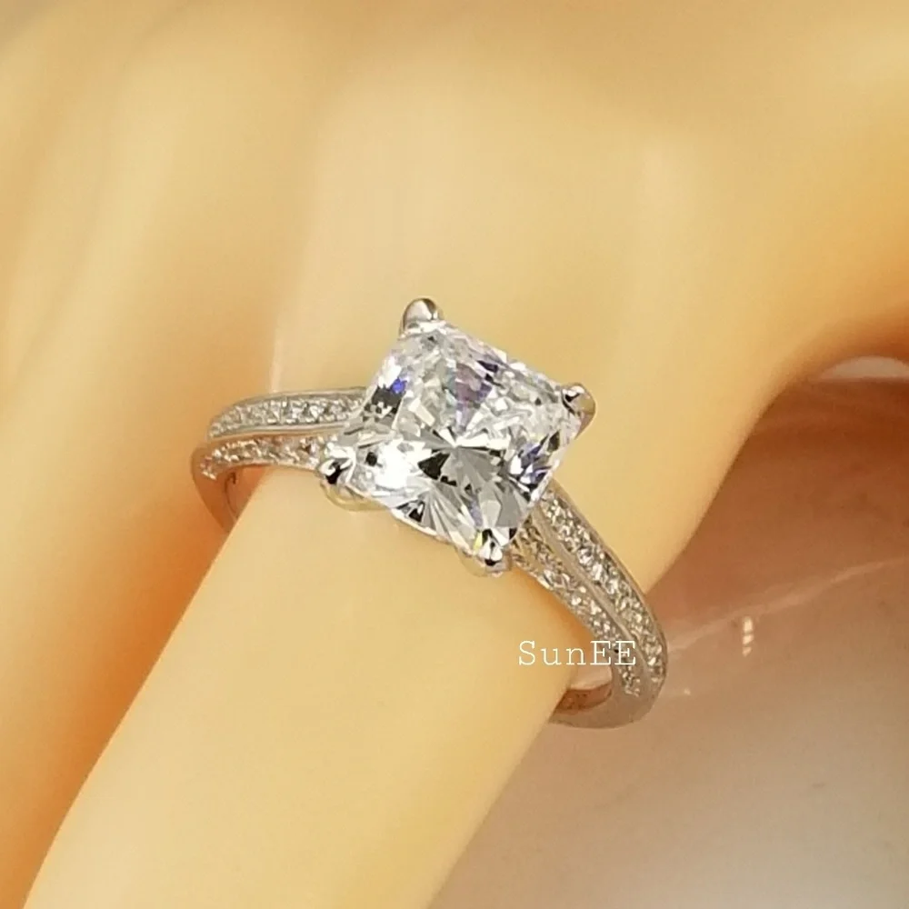 Real 925 Princess Cut Wedding Engagement Ring